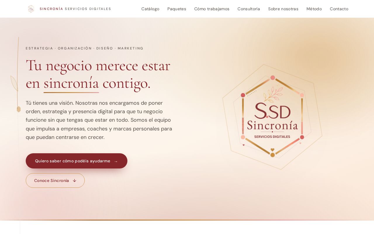 Captura real de Sincronía Servicios Digitales